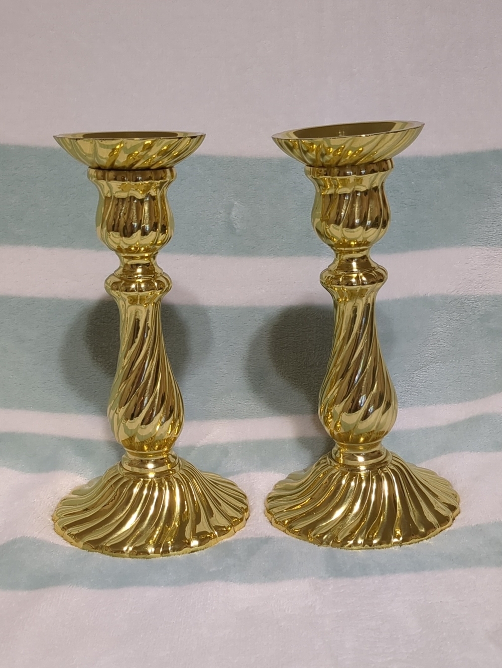 Stiffel Pair 9" Taper Candle Holders Spiral Candlestick Made In India
